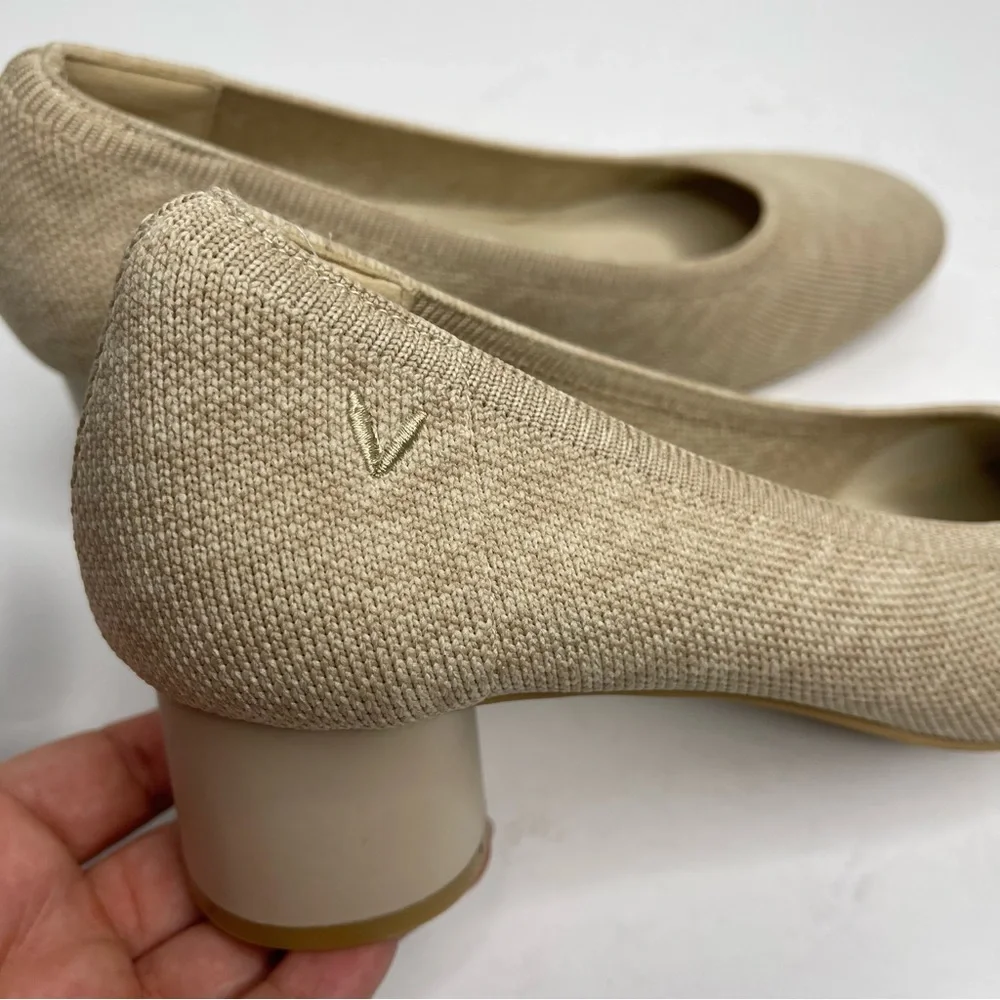 VIVAIA Cream Elvia Round-Toe Chunky Heels Womens Size 37 Comfort Knit